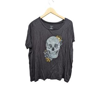 Torrid Active Plus Size 2X Skull Athletic Goth Gym Fitness Workout Black Shirt